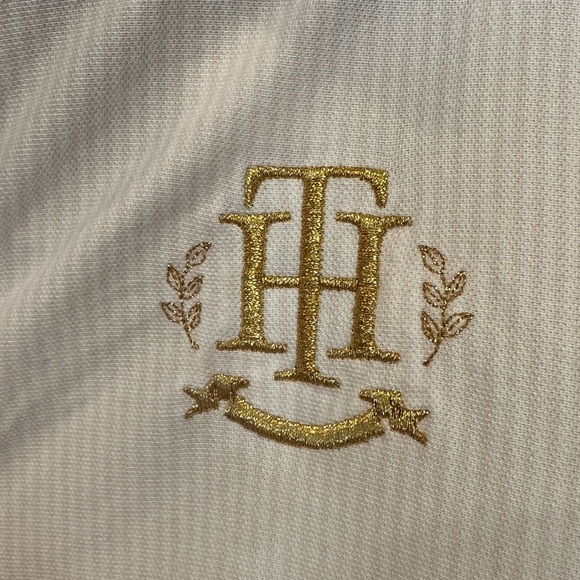 Tommy Hilfiger Pink White Striped Button Down Shirt with Gold Embroidered Logo - Picture 8 of 14